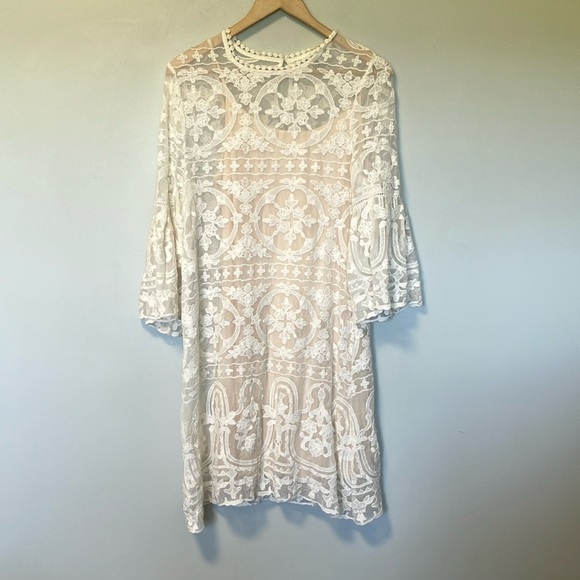 Sundance Dresses & Skirts - Sundance 100% Silk White Lace Dress with Lining
